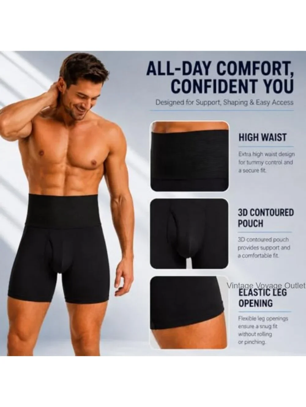 Men's Shapewear Shorts High Waist Tummy Control Compression